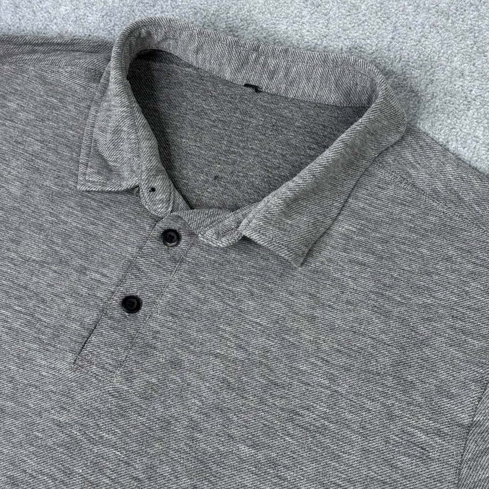 Lululemon Evolution Polo Shirt Mens Sz L Gray Performance Short Sleeve Golf READ